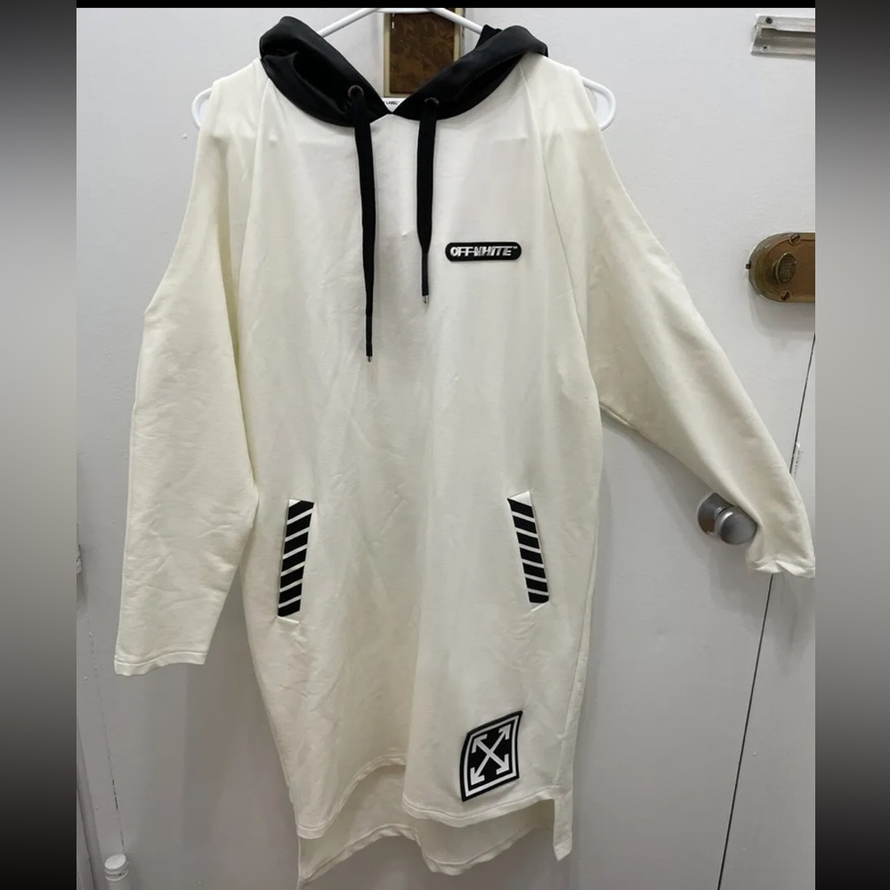 Off White Main Label Virgil Abloh Tunic Leather Hoodie NWT